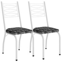 Kit 2 Cadeiras Tubular Europa 262 Branco Assento Mosaico Silver ARTEF