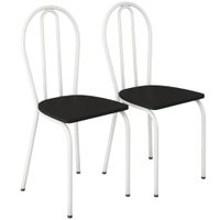 Kit 02 Cadeira Tubular America 004 Branco Assento Preto ARTEF