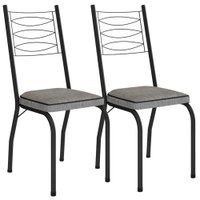 Kit 2 Cadeiras Tubular Europa 262 Preto Assento Grafiato ARTEF