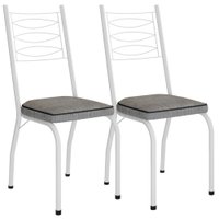 Kit 2 Cadeiras Tubular Europa 262 Branco Assento Grafiato ARTEF