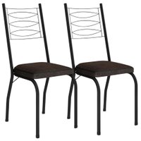 Kit 2 Cadeiras Tubular Europa 262 Preto Assento Madeira Imbuia ARTEF