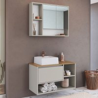 Armário de Banheiro Barcelona 3 Portas com Cuba e Espelho Arenas - Art In Móveis