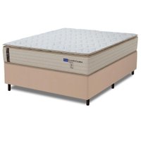 Cama Box Casal Probel Molas Ensacadas Pillow Top 138x188x68cm Guarda Costas Genova Branco/Bege