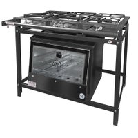 Fogão Industrial 3 Bocas 2 Simples a Gás Baixa Pressão MR Fogões com Forno Grelha Aço P5