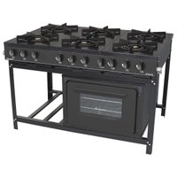 Fogão Profissional Venâncio 6 Bocas Linha Bravo com Forno Preto BR6BFPR