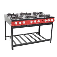 Fogão Profissional Venâncio 6 Bocas Linha Bravo Vermelho BR6BVM