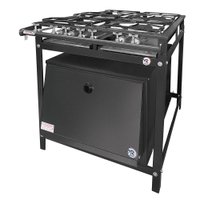 Fogão Industrial 4 Bocas 2 Simples a Gás Baixa Pressão MR Fogões com Forno e Grelhas de Aço P5