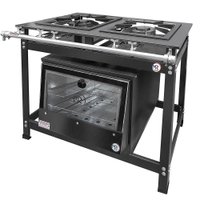 Fogão Industrial 2 Bocas Duplas Baixa Pressão MR Fogões com Forno P8 Luxo