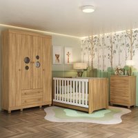 Quarto de Bebê Completo com Berço Americano 3 em 1 Bombom Multimóveis MP4618