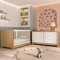 Berço Americano 3 em 1 para Colchão 130x70cm com Cômoda Caramelo Multimóveis MP4677