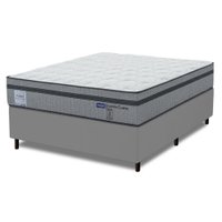 Cama Box Casal Probel Molas Ensacadas Euro In 138x188x68cm Guarda Costas Stone Branco/Cinza