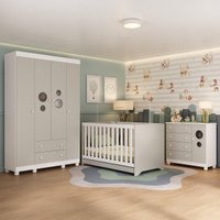 Quarto de Bebê Completo Berço Americano 3 em 1 Colchão Bombom Multimóveis MP4630