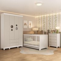 Quarto de Bebê Completo Berço Americano 3 em 1 Colchão Bombom Multimóveis MP4634
