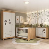 Quarto de Bebê Completo Berço Americano 3 em 1 Colchão Bombom Multimóveis MP4638
