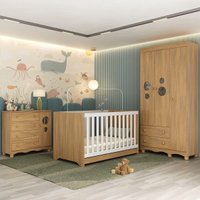 Quarto de Bebê Completo Berço Americano 3 em 1 Colchão Suspiro Multimóveis MP4640