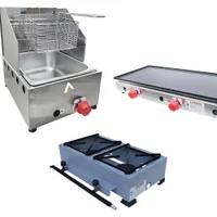 Kit Lanchonete Fogão Portátil 2 Bocas+ Chapa 90cm e Fritadeira Profissional 1 Cuba Alcamar