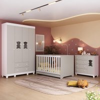 Quarto de Bebê Completo Berço Americano 3 em 1 Colchão Fofura Multimóveis MP4661