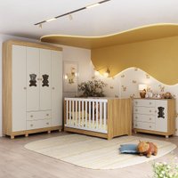 Quarto de Bebê Completo com Berço Americano 3 em 1 Fofura Multimóveis MP4645