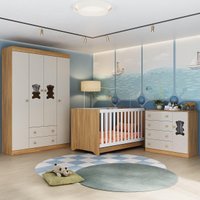 Quarto de Bebê Completo com Berço Americano 3 em 1 Colchão Teddy Multimóveis MP4660