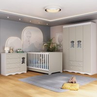Quarto de Bebê Completo com Berço Americano 3 em 1 Colchão Doçura Multimóveis MP4662