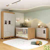 Quarto de Bebê Completo com Berço Americano 3 em 1 Fofura Multimóveis MP4653