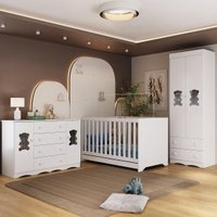 Quarto de Bebê Completo Berço Americano 3 em 1 Colchão Doçura Multimóveis MP4674