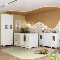 Quarto de Bebê Completo Berço Americano 3 em 1 Colchão Fofura Multimóveis MP4673