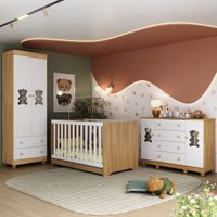 Quarto de Bebê Completo com Berço Americano 3 em 1 Fofura Multimóveis MP4657