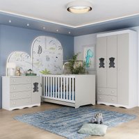 Quarto de Bebê Completo Berço Americano 3 em 1 Colchão Doçura Multimóveis MP4670