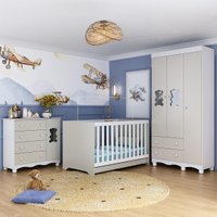 Quarto de Bebê Completo Berço Americano 3x1 Colchão Ternura Multimóveis MP4671