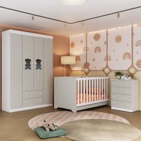 Quarto de Bebê Completo com Berço Americano 3 em 1 Colchão Teddy Multimóveis MP4664
