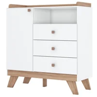 Comoda Infantil 1 Porta 3 Gavetas 98 cm Confete Branco Jequitiba Henn