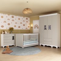 Quarto de Bebê Completo com Berço Americano 3 em 1 Colchão Ternura Multimóveis MP4663