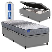 Cama Box Baú Solteiro Probel Molas Ensacadas 88x188x67 Day Springs a Vácuo Branco/Cinza