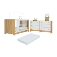 Berço Americano 3 em 1 com Colchão Incluso e Cômoda Caramelo Multimóveis MP4678