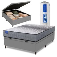 Cama Box Baú Casal Probel Molas Ensacadas 138x188x67 Day Springs a Vácuo Branco/Cinza