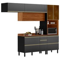 Cozinha Modulada 4 Pecas 270 cm MDF DP2703 Nogueira Carbono Prime Demartez