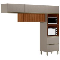 Cozinha Modulada 3 Pecas 270 cm Ripado DP2702 Nogueira Nude Prime Demartez