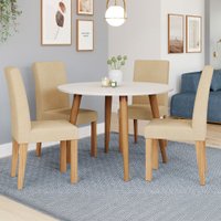 Mesa de Jantar 4 Lugares Dani Maia Madeira/Off White/Gengibre - Cimol