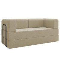 Sofa Cama Modular 2 Lugares 180 cm Monaco Linho Bege VConcept