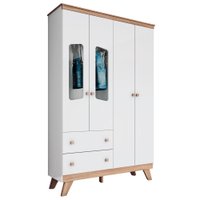 Guarda Roupa Infantil 4 Portas 131 cm Confete Branco Jequitiba Henn