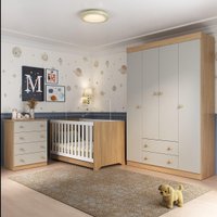 Quarto de Bebê Completo Berço Americano 3 em 1 Colchão Encanto Multimóveis MP4601
