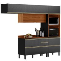 Cozinha Modulada 4 Pecas 270 cm MDF DP2704 Nogueira Carbono Prime Demartez