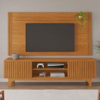 Sala de Estar Completa para TV Até 70 Polegadas Castell  2 Portas 1 Prateleira Cinamomo - Pnr Móveis