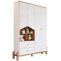 Guarda Roupa Infantil 4 Portas 142 cm Ternura Branco Jequitiba Henn