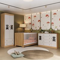 Quarto de Bebê Completo com Berço Americano 3 em 1 Colchão Teddy Multimóveis MP4672