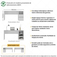 Escrivaninha 150,5cm com Nicho e 2 Gavetas Flex Multimóveis MP6035