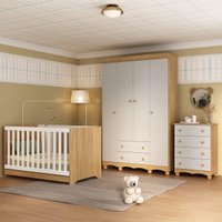 Quarto de Bebê Completo Berço Americano 3 em 1 Colchão Dengo Multimóveis MP4604