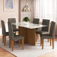 Mesa Jantar 6 Lugares Denver Freijo/Off White/Cacau - Panorama Móveis