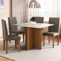 Mesa de Jantar 4 Lugares Denver Freijo/Off White/Cacau - Panorama Móveis